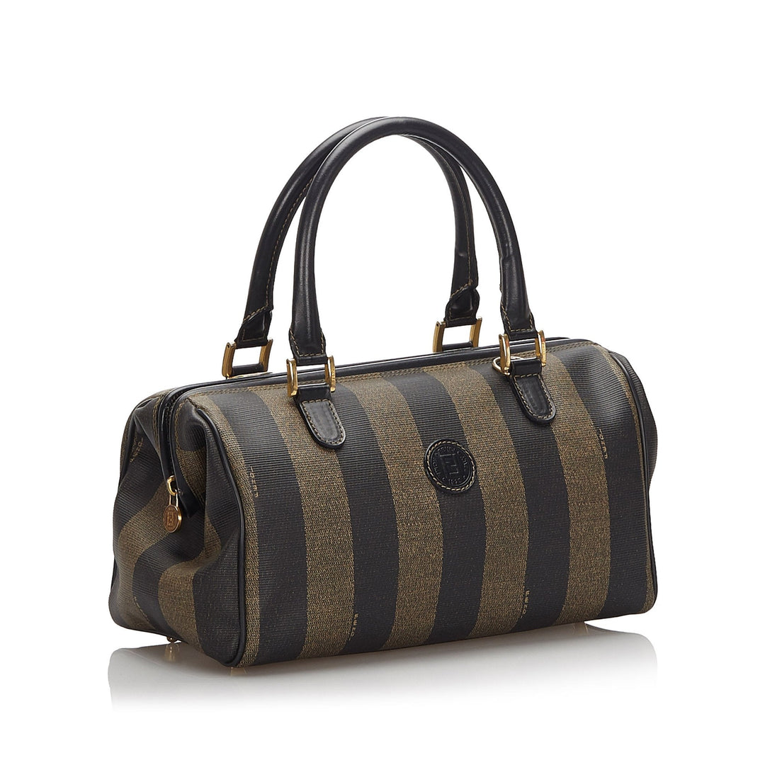 Pre-Loved Fendi Brown PVC Plastic Pequin Mini Boston Bag Italy