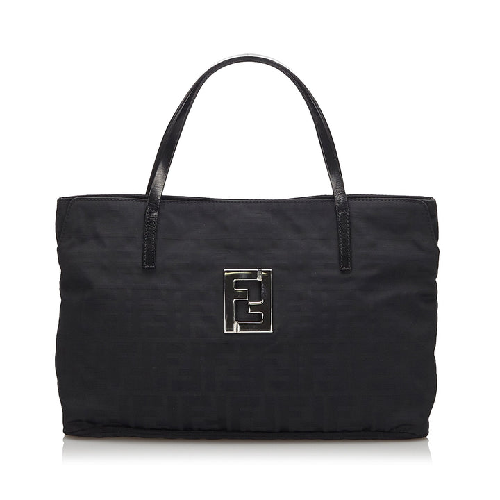 Pre-Loved Fendi Black Canvas Fabric Zucca Handbag Italy