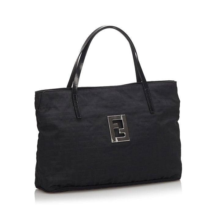Pre-Loved Fendi Black Canvas Fabric Zucca Handbag Italy