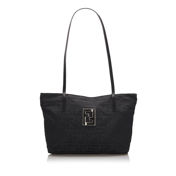 Pre-Loved Fendi Black Nylon Fabric Zucca Tote Bag Italy