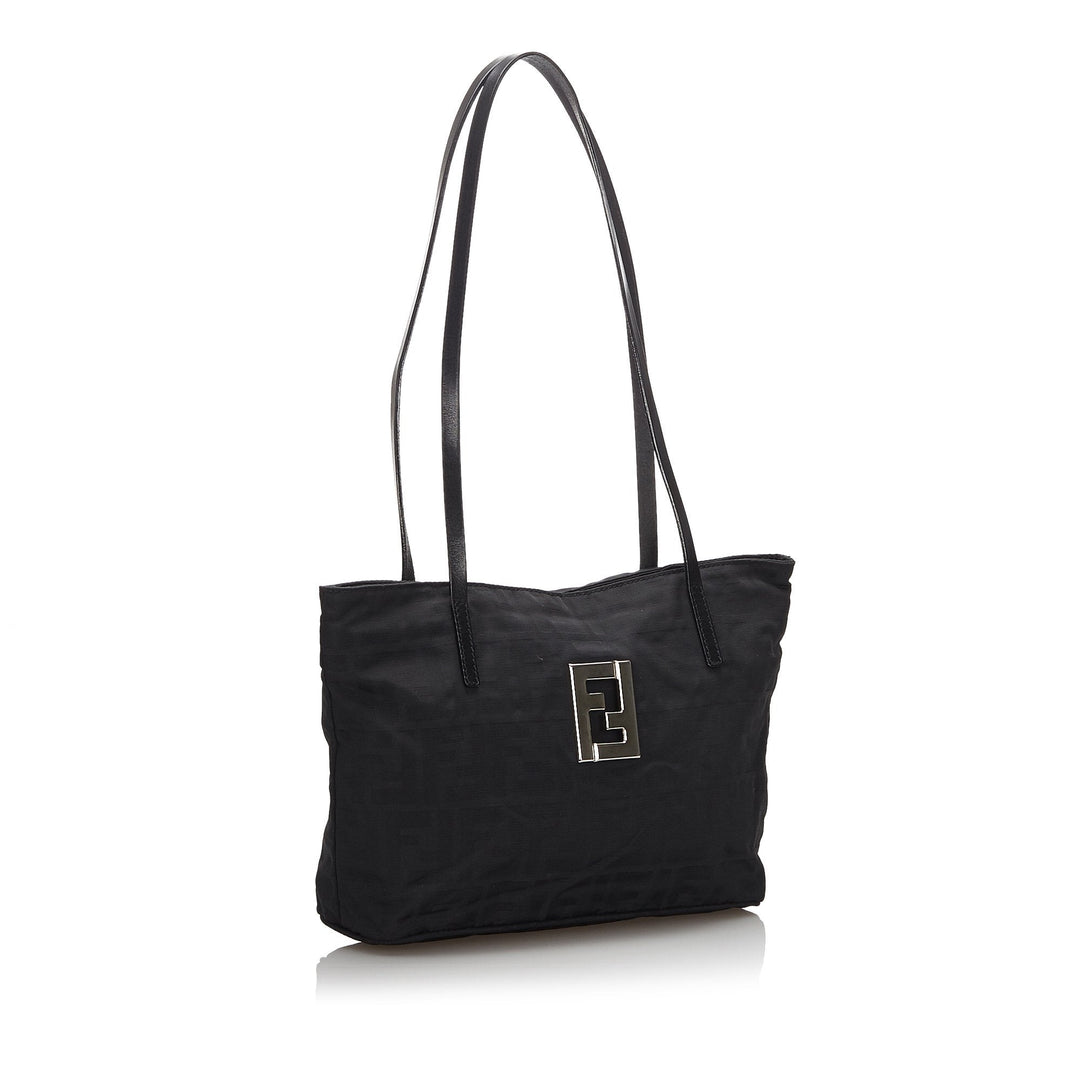 Pre-Loved Fendi Black Nylon Fabric Zucca Tote Bag Italy