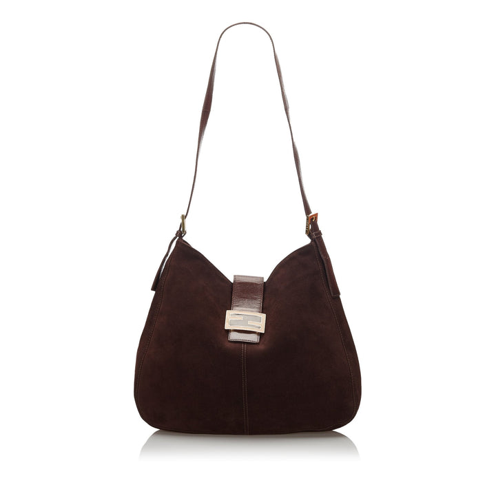 Pre-Loved Fendi Brown Dark Suede Leather Shoulder Bag Italy