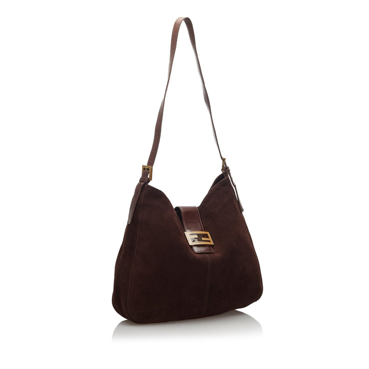 Pre-Loved Fendi Brown Dark Suede Leather Shoulder Bag Italy