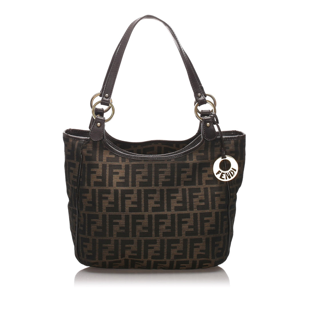 Pre-Loved Fendi Brown Dark Canvas Fabric Zucca Shoulder Bag Italy