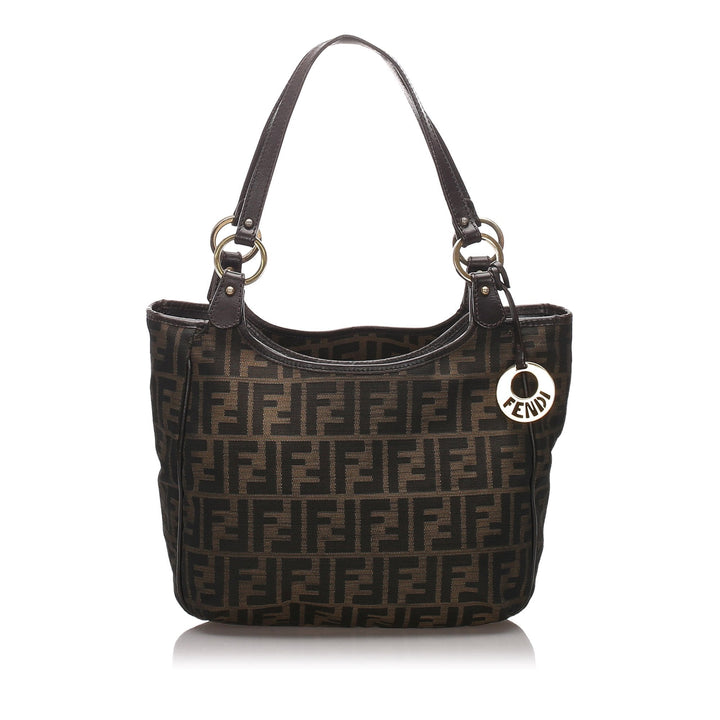 Pre-Loved Fendi Brown Dark Canvas Fabric Zucca Shoulder Bag Italy