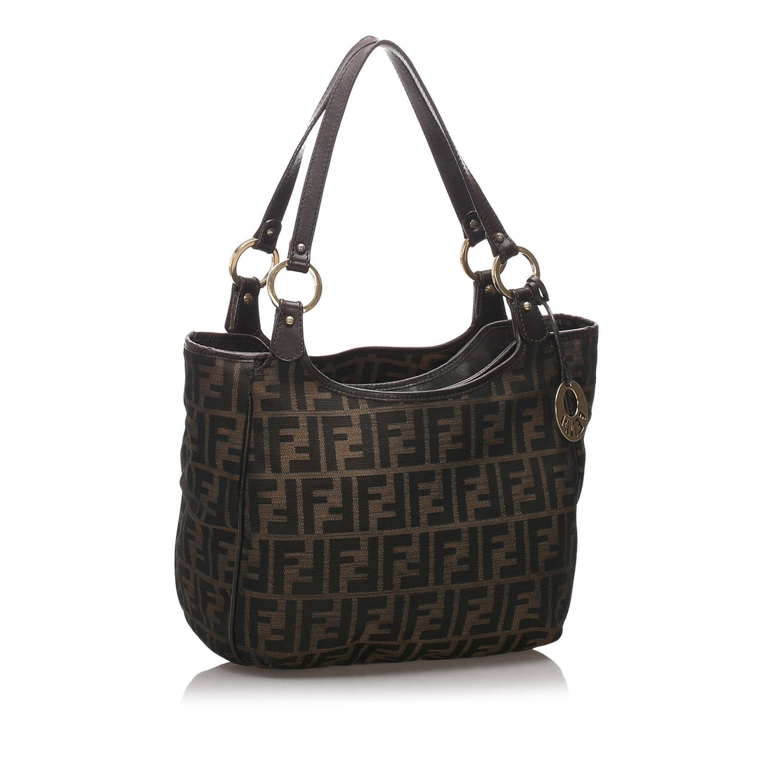 Pre-Loved Fendi Brown Dark Canvas Fabric Zucca Shoulder Bag Italy