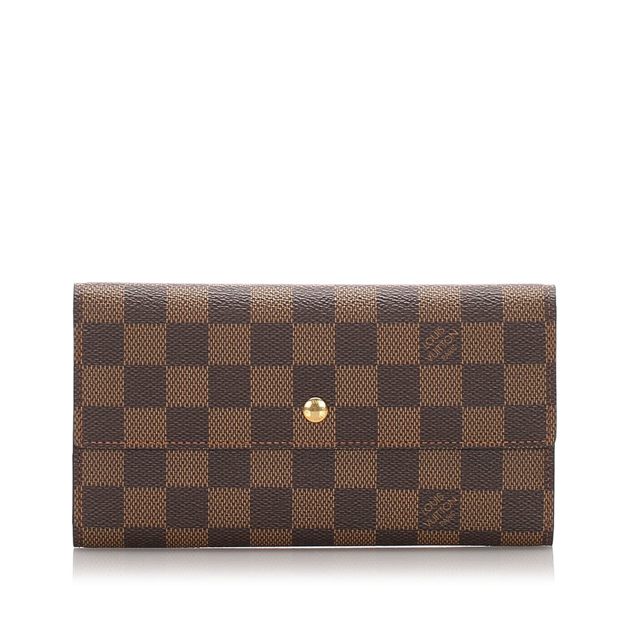 Pre-Loved Louis Vuitton Brown Damier Ebene Porte Monnaie Credit France