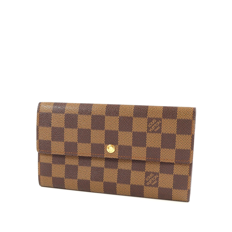 Pre-Loved Louis Vuitton Brown Damier Ebene Sarah Wallet France