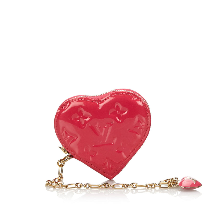 Pre-Loved Louis Vuitton Pink Vernis Rayures Heart Coin Pouch France