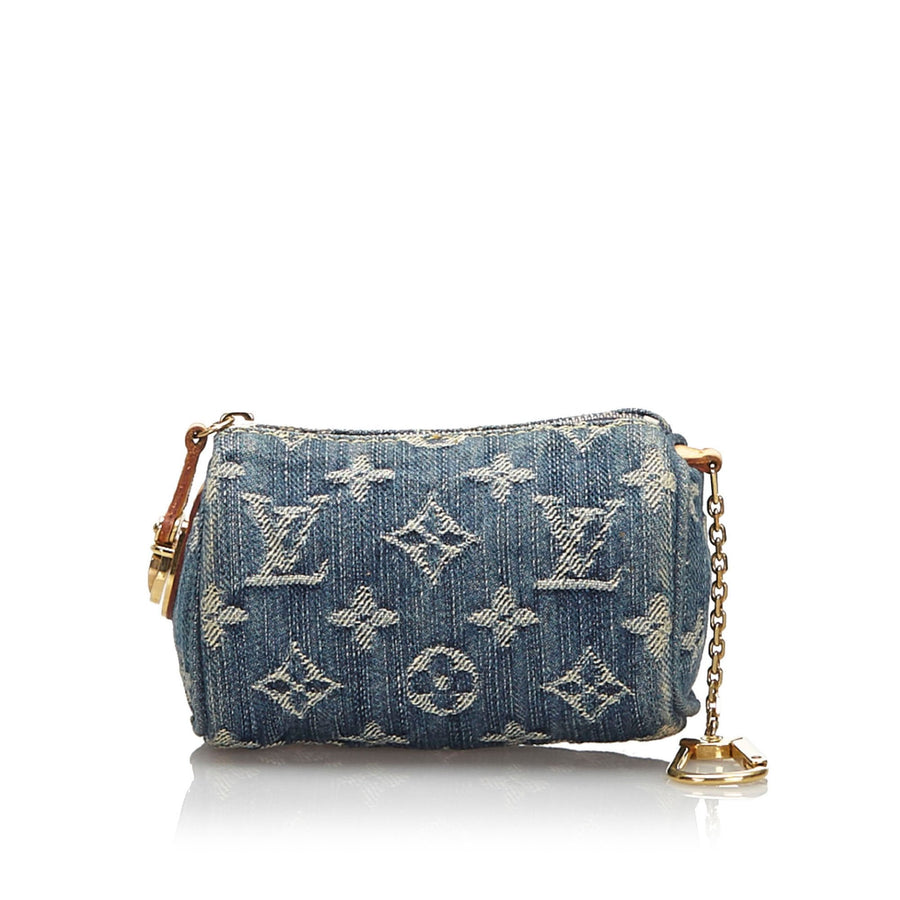 Pre-Loved Louis Vuitton Blue Denim Fabric Monogram Trousse Speedy PM France