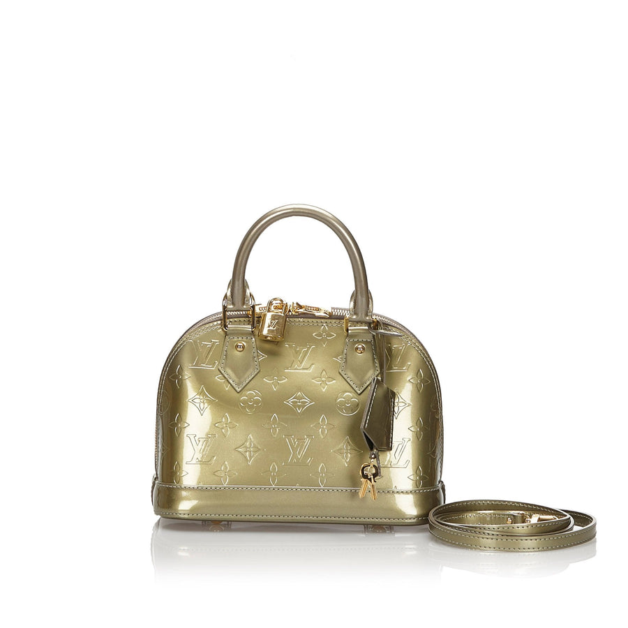 Pre-Loved Louis Vuitton Green Vernis Alma BB with Strap France
