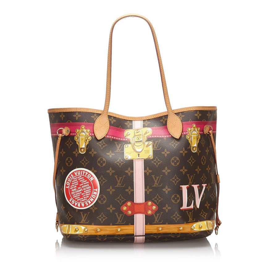 Pre-Loved Louis Vuitton Brown Monogram Trunks Neverfull MM Spain