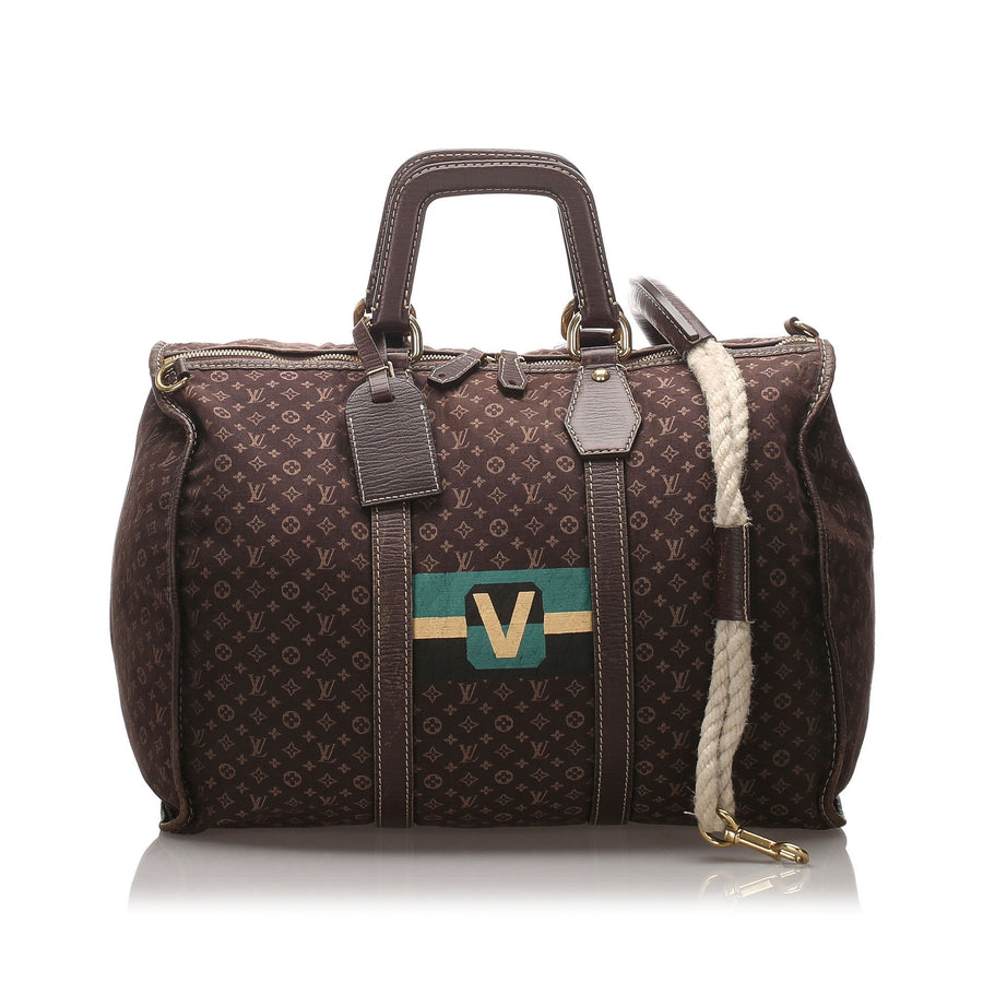 Pre-Loved Louis Vuitton Brown Monogram Mini Lin Initiales Keepall 45 France