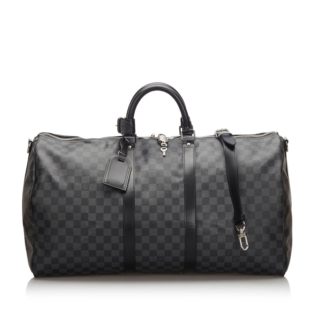 Pre-Loved Louis Vuitton Black Damier Graphite Keepall Bandouliere 55 France