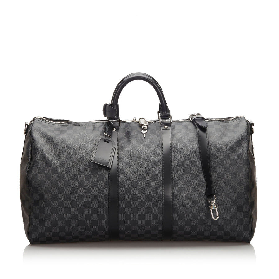 Pre-Loved Louis Vuitton Black Damier Graphite Keepall Bandouliere 55 France