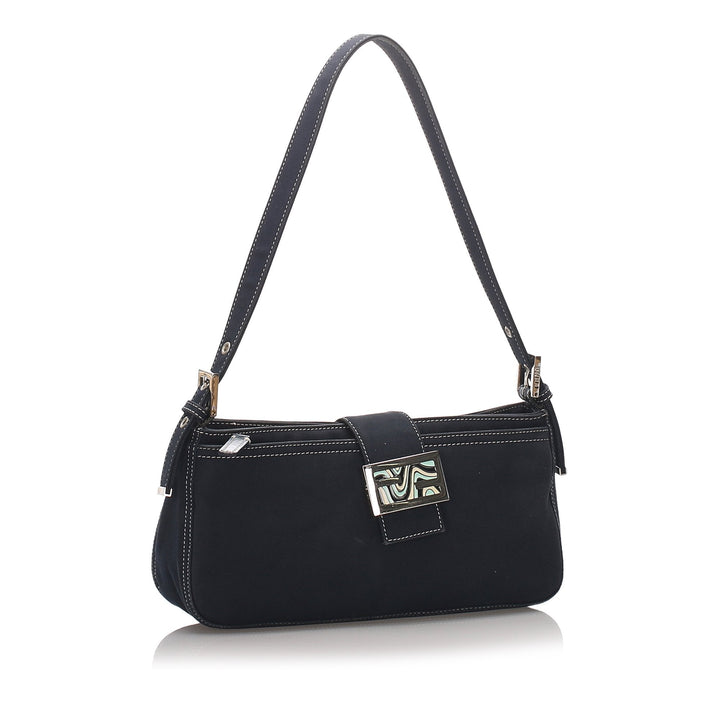 Pre-Loved Fendi Black Canvas Fabric Baguette Italy