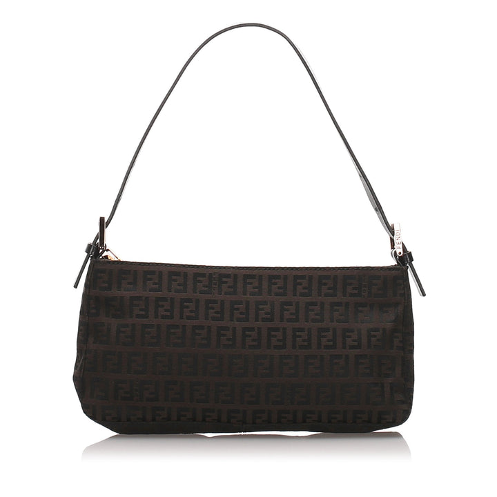 Pre-Loved Fendi Brown Dark Canvas Fabric Zucchino Baguette Italy