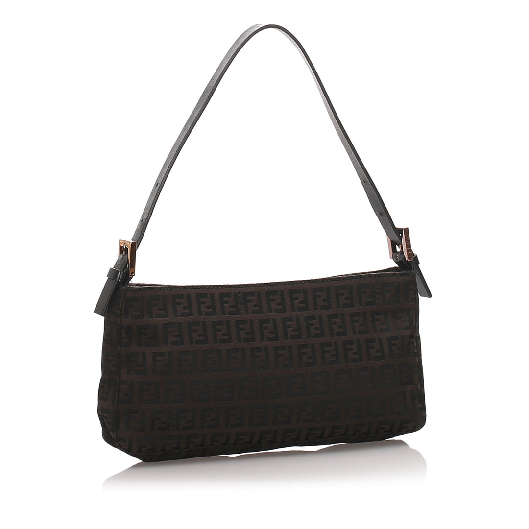 Pre-Loved Fendi Brown Dark Canvas Fabric Zucchino Baguette Italy