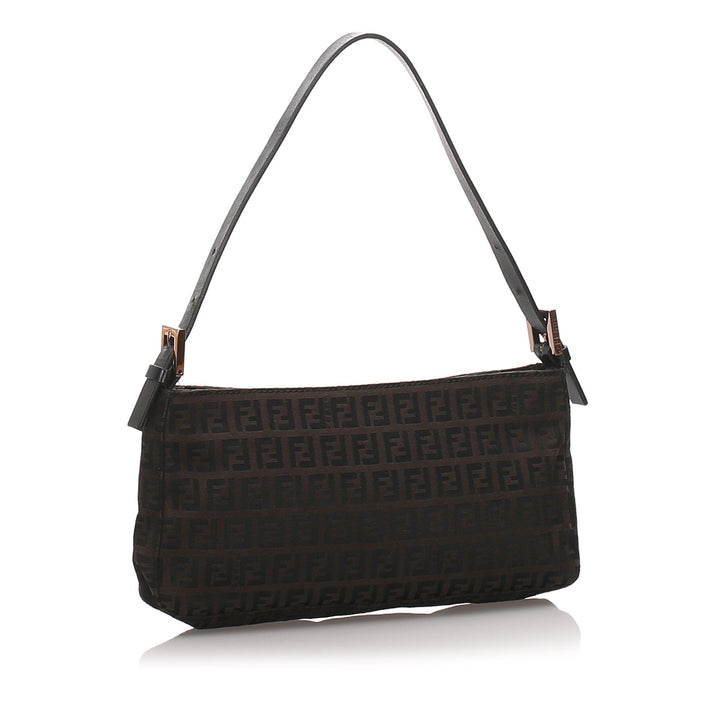 Pre-Loved Fendi Brown Dark Canvas Fabric Zucchino Baguette Italy
