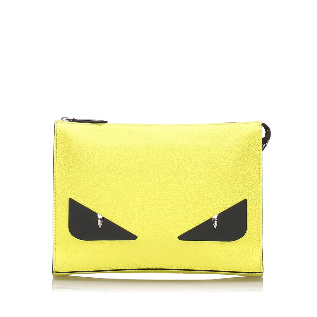 Pre-Loved Fendi Yellow Calf Leather Monster Clutch Bag Italy