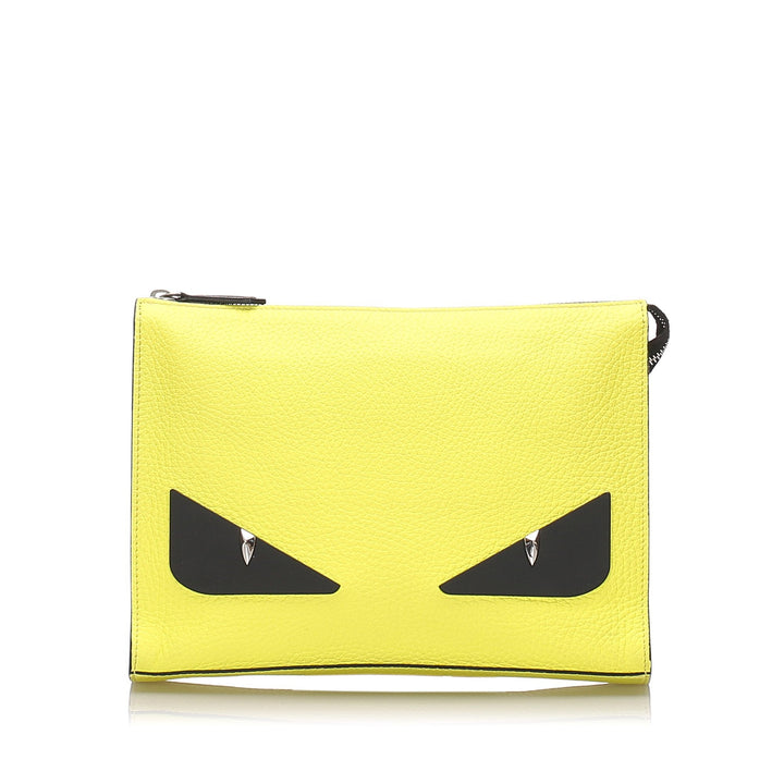 Pre-Loved Fendi Yellow Calf Leather Monster Clutch Bag Italy