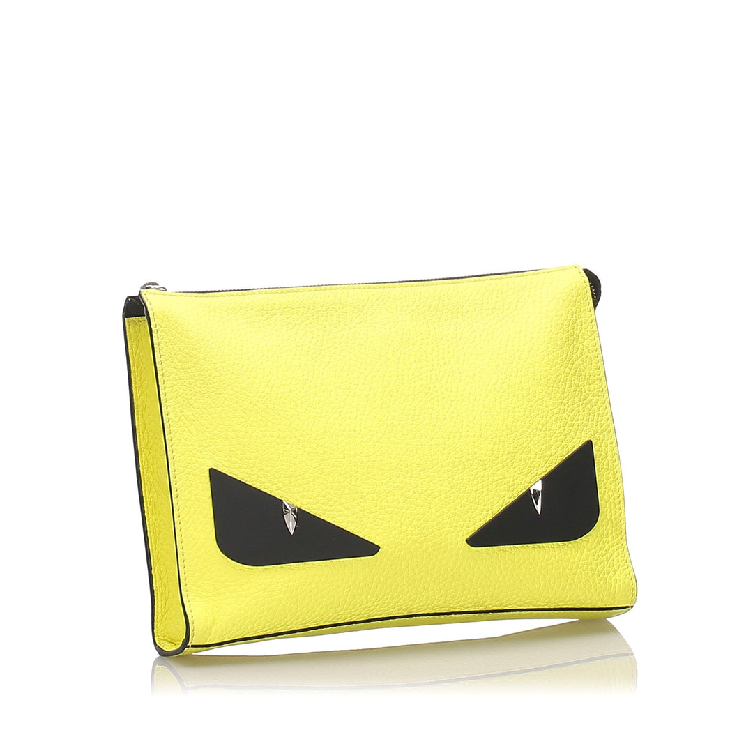 Pre-Loved Fendi Yellow Calf Leather Monster Clutch Bag Italy