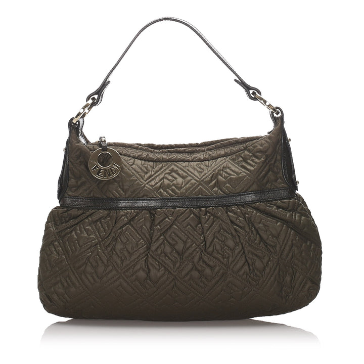 Pre-Loved Fendi Brown Zucca Quilted Nylon Chef Shoulder Bag Italy
