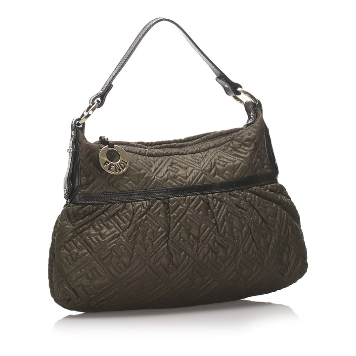 Pre-Loved Fendi Brown Zucca Quilted Nylon Chef Shoulder Bag Italy