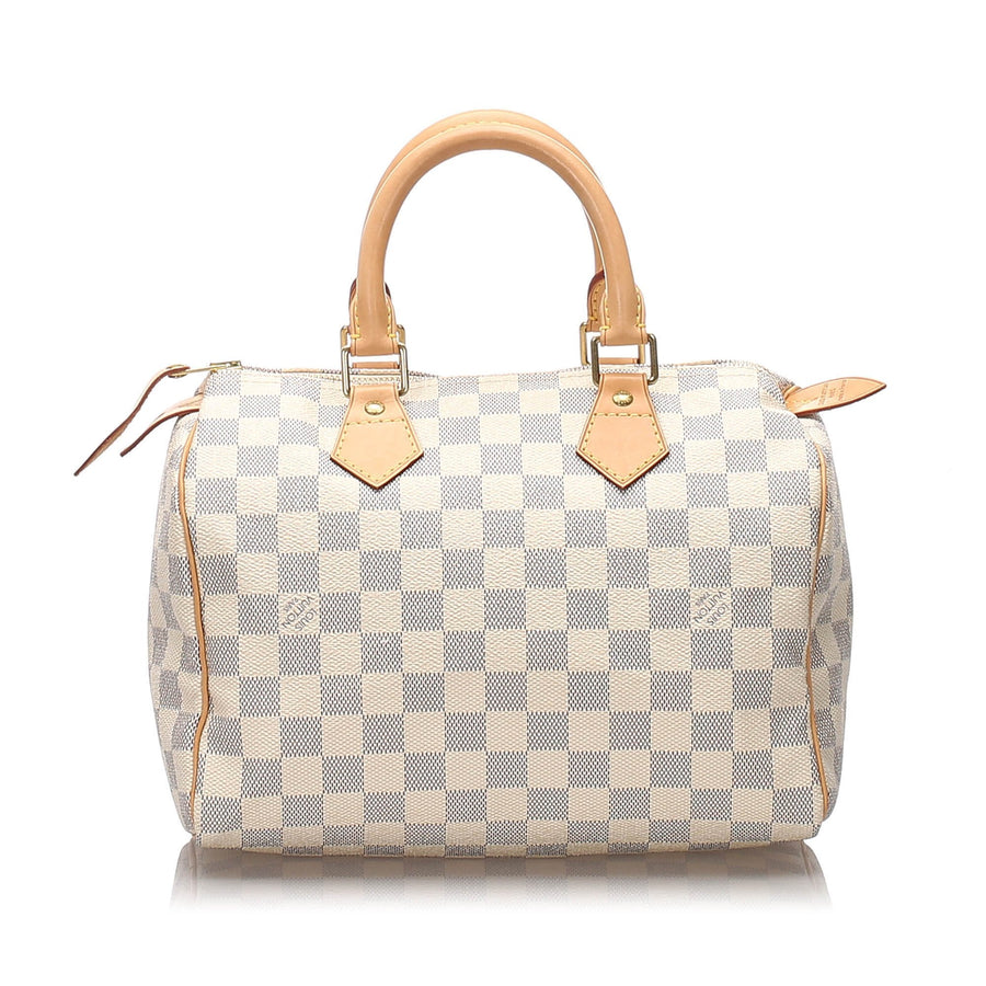 Pre-Loved Louis Vuitton White Damier Canvas Azur Speedy 25 France