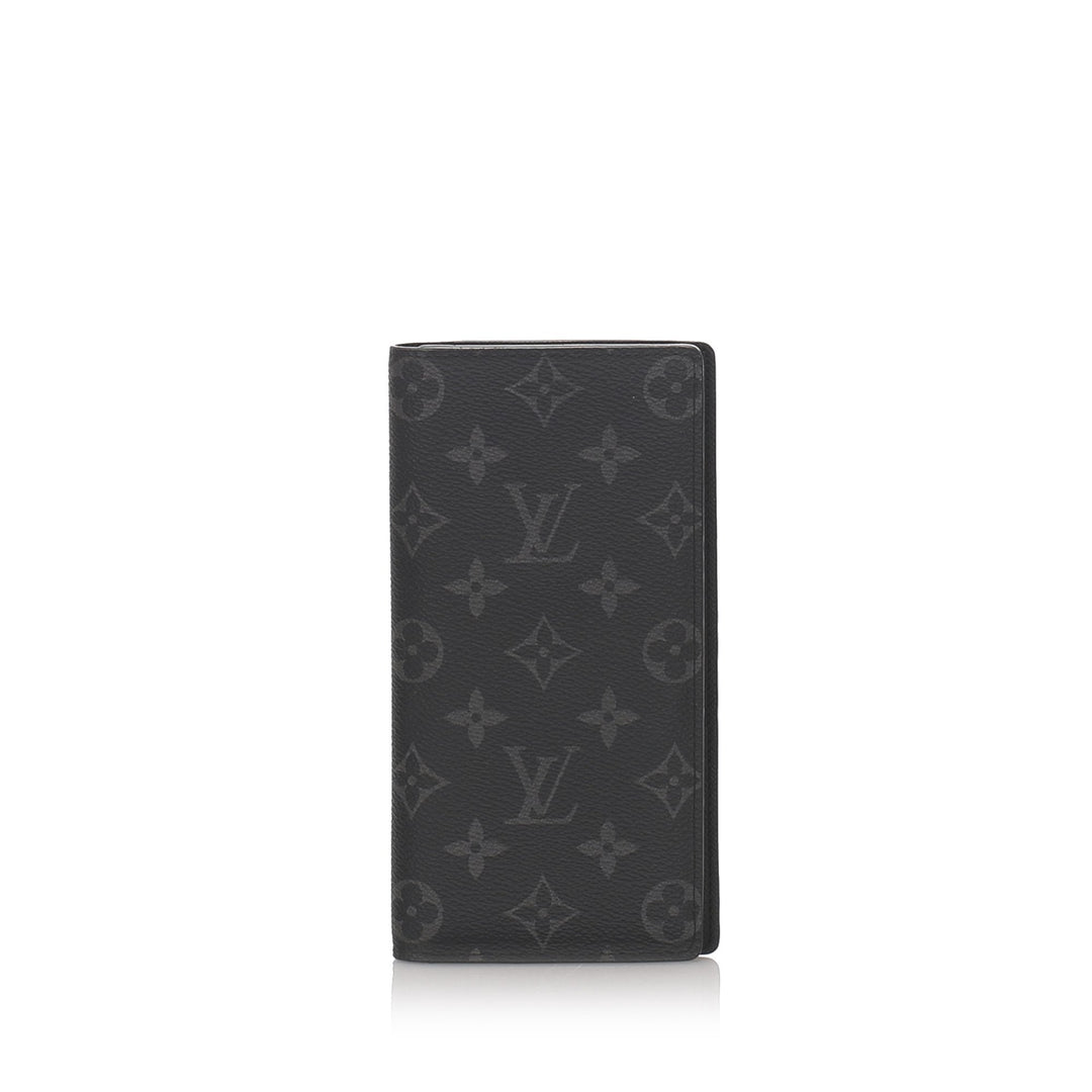 Pre-Loved Louis Vuitton Black Monogram Eclipse Brazza Wallet France