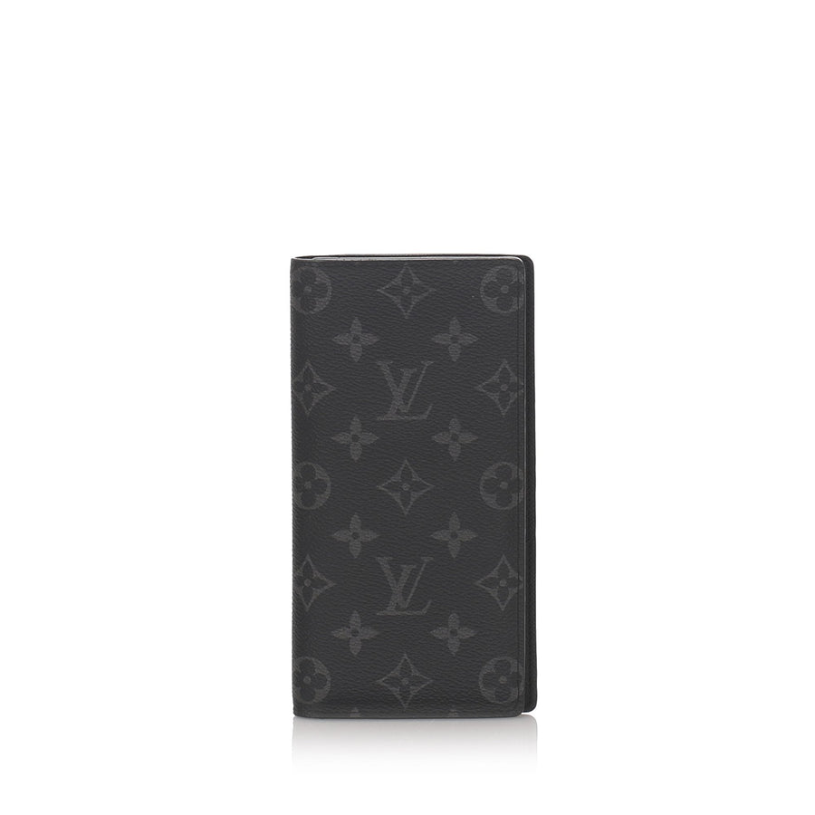 Pre-Loved Louis Vuitton Black Monogram Eclipse Brazza Wallet France