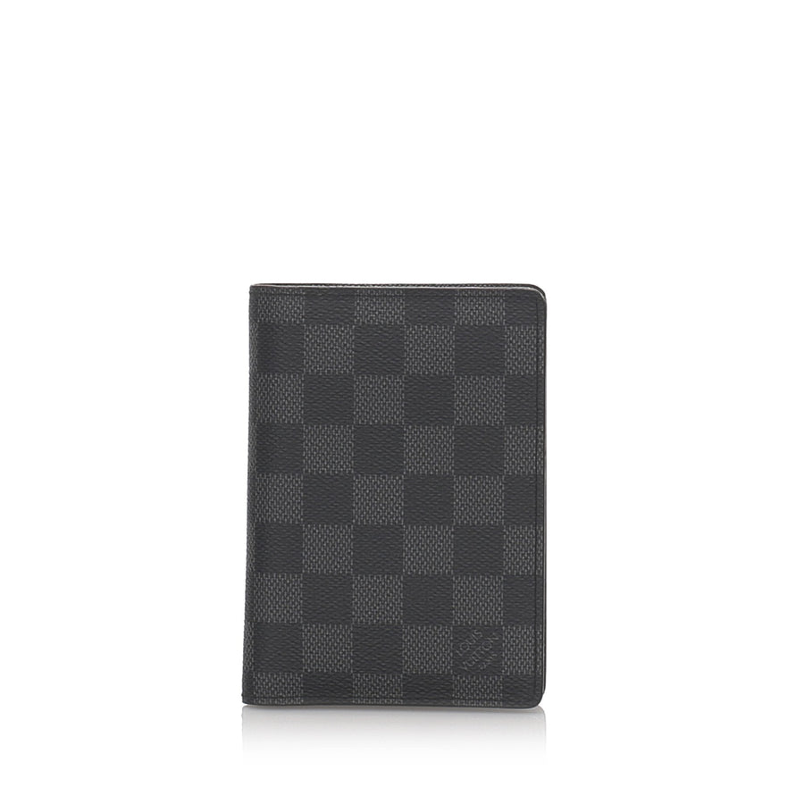 Pre-Loved Louis Vuitton Black Canvas Fabric Damier Graphite Wallet France