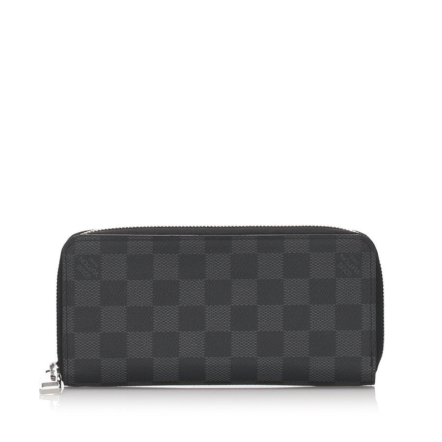 Pre-Loved Louis Vuitton Black Damier Graphite Vertical Zippy Wallet Spain
