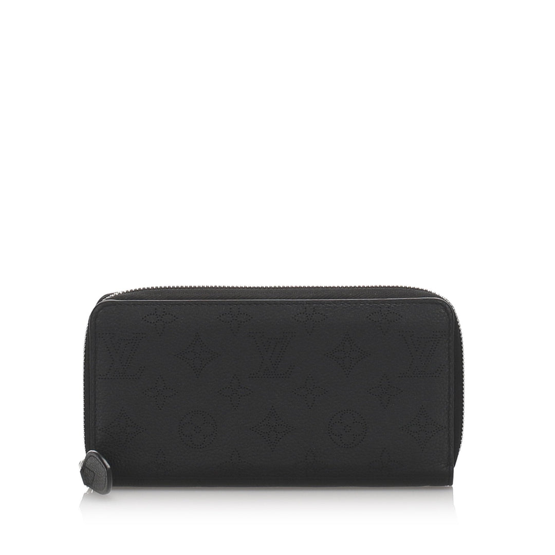 Pre-Loved Louis Vuitton Black Calf Leather Mahina Zippy Wallet France
