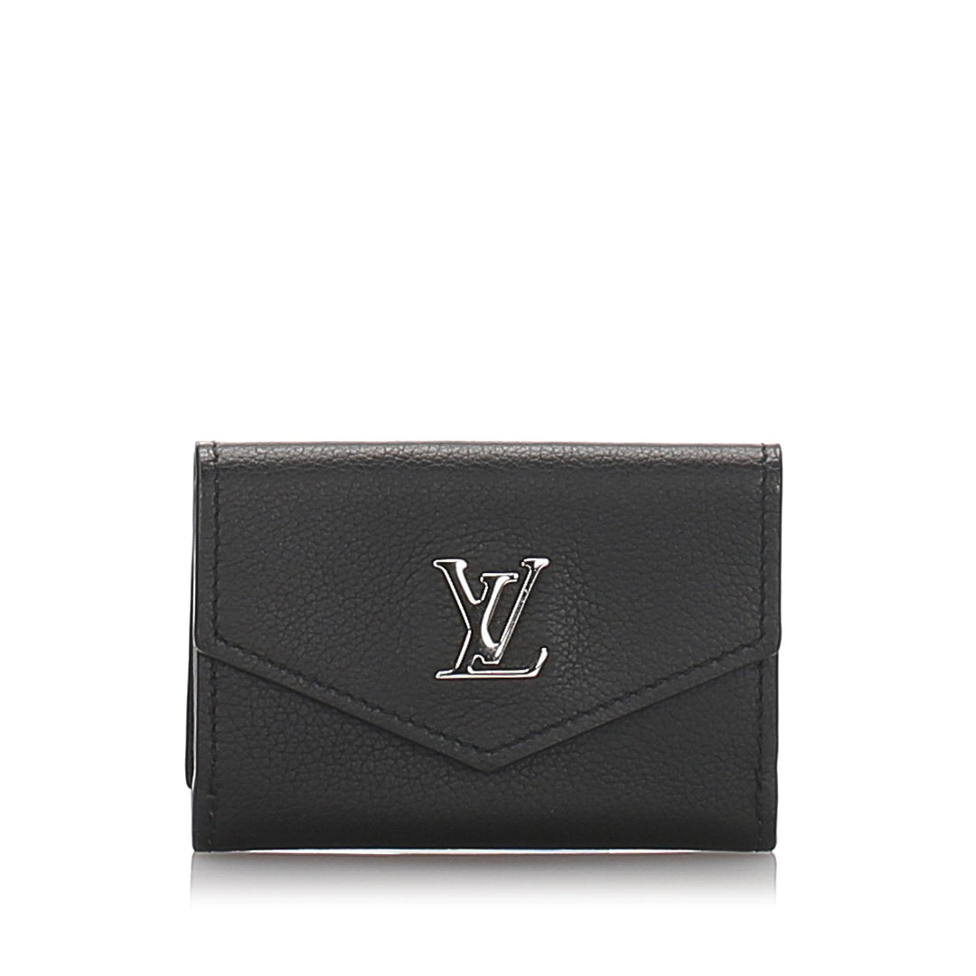 Pre-Loved Louis Vuitton Black Calf Leather Lockmini Wallet Spain
