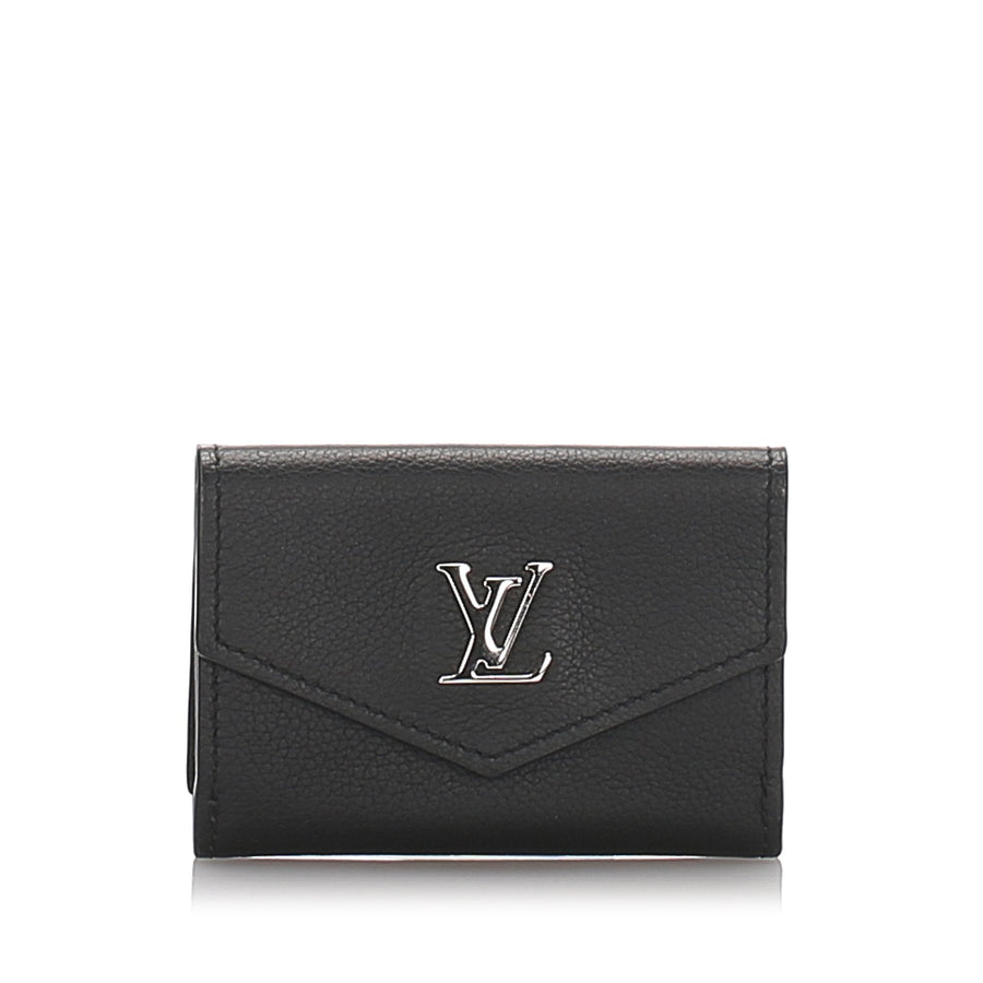Pre-Loved Louis Vuitton Black Calf Leather Lockmini Wallet Spain