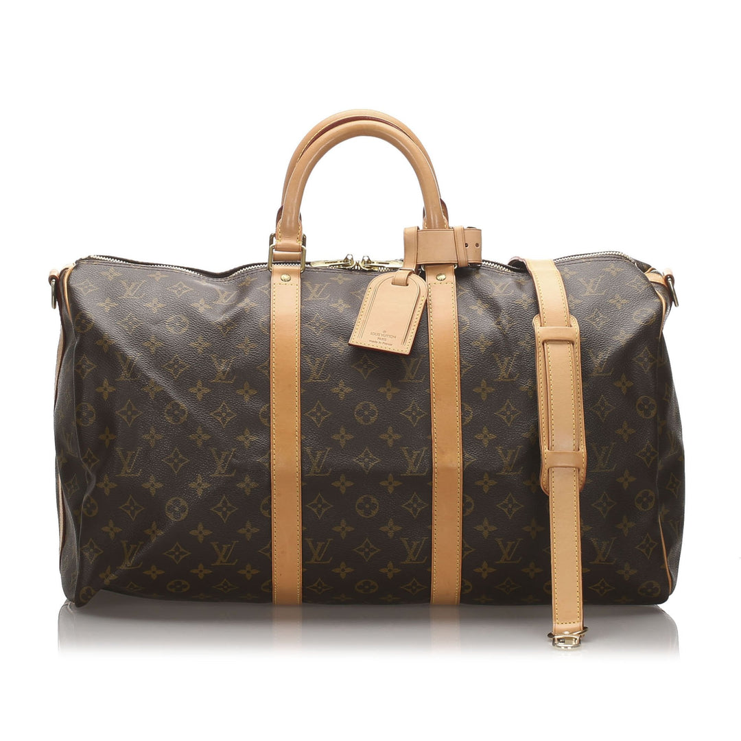 Pre-Loved Louis Vuitton Brown Monogram Keepall Bandouliere 50 USA