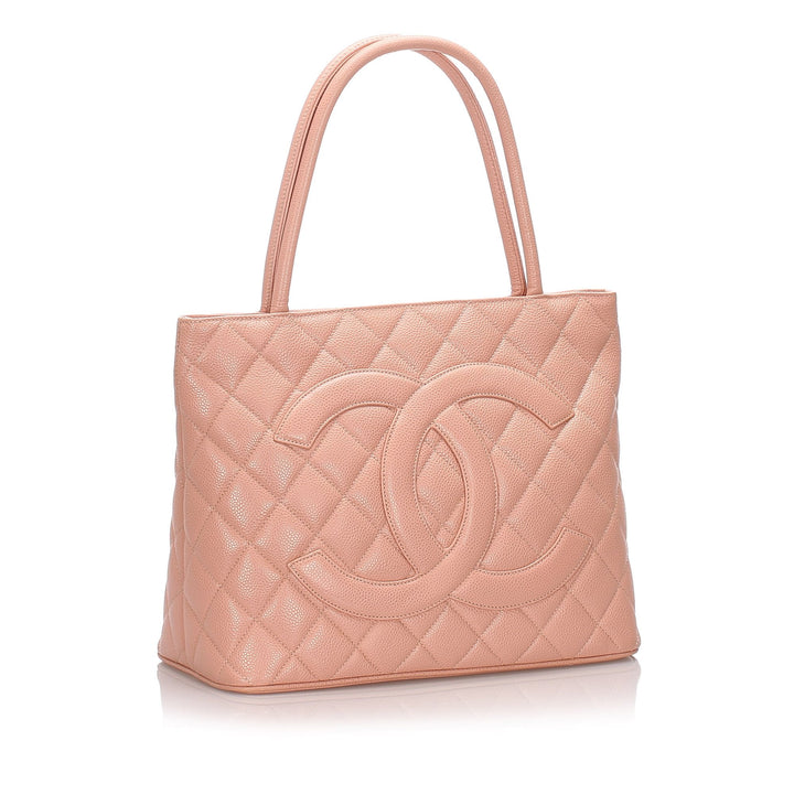 Pre-Loved C*C Pink Caviar Leather Medallion Tote Bag Italy