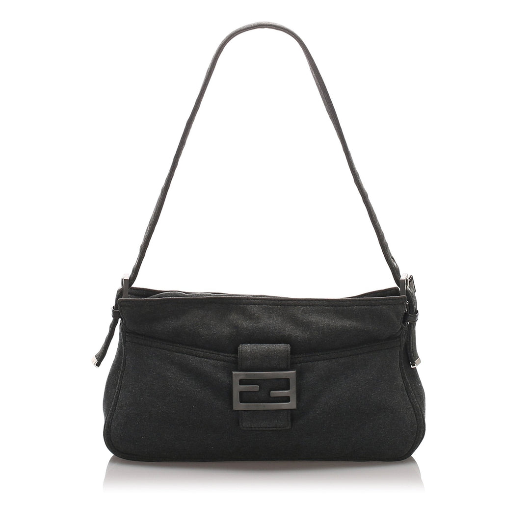 Pre-Loved Fendi Gray Dark Cotton Fabric Baguette Italy