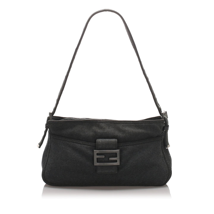 Pre-Loved Fendi Gray Dark Cotton Fabric Baguette Italy