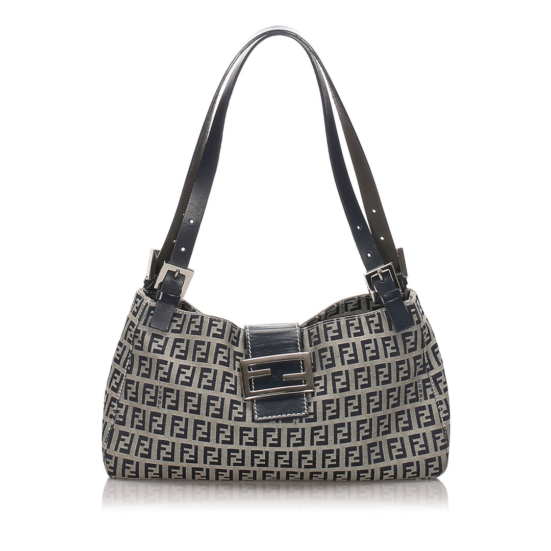Pre-Loved Fendi Brown Beige Canvas Fabric Zucchino Baguette Italy