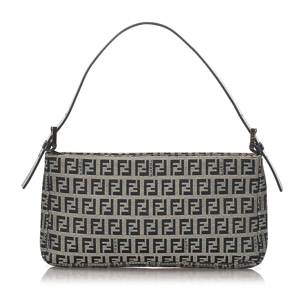 Pre-Loved Fendi Blue Dark Canvas Fabric Zucchino Baguette Italy