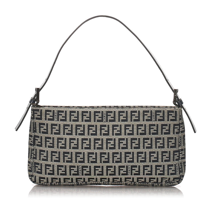 Pre-Loved Fendi Blue Dark Canvas Fabric Zucchino Baguette Italy