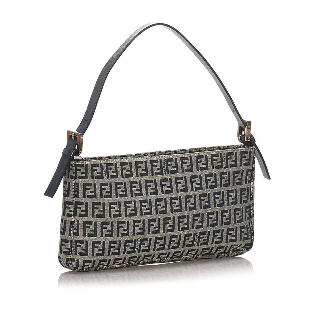 Pre-Loved Fendi Blue Dark Canvas Fabric Zucchino Baguette Italy