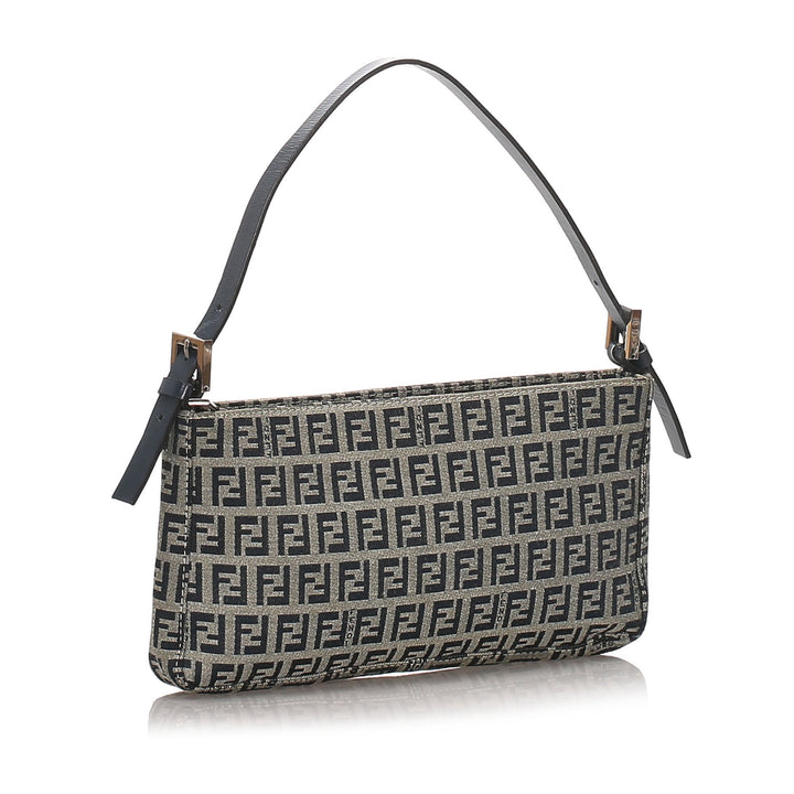 Pre-Loved Fendi Blue Dark Canvas Fabric Zucchino Baguette Italy