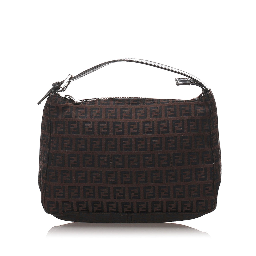 Pre-Loved Fendi Brown Dark Canvas Fabric Zucchino Handbag Italy