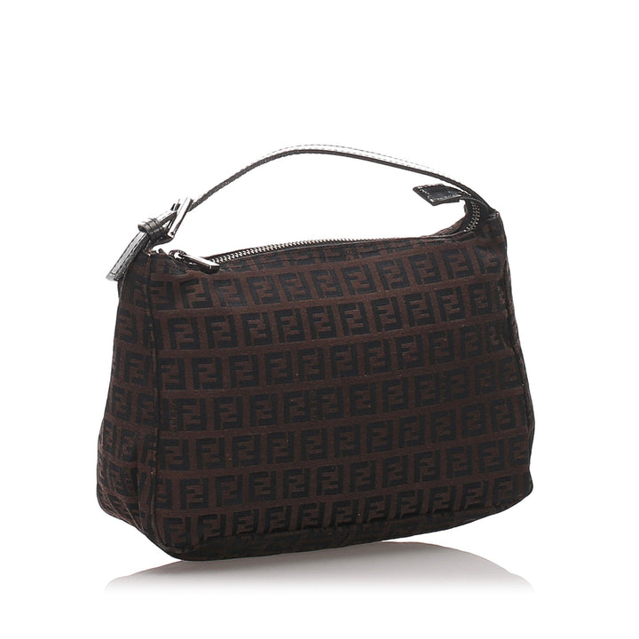 Pre-Loved Fendi Brown Dark Canvas Fabric Zucchino Handbag Italy