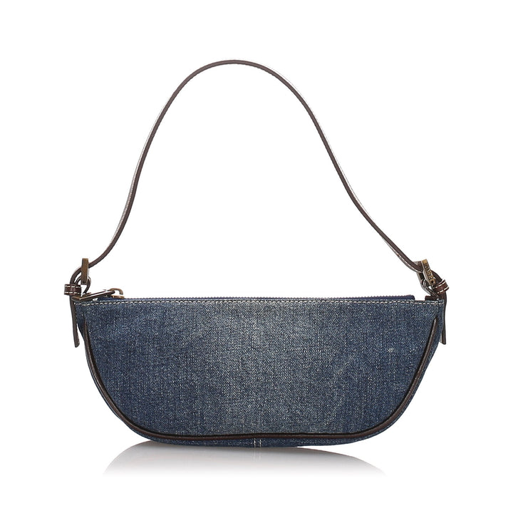 Pre-Loved Fendi Blue Denim Fabric Baguette Italy