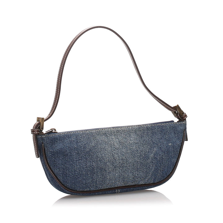 Pre-Loved Fendi Blue Denim Fabric Baguette Italy