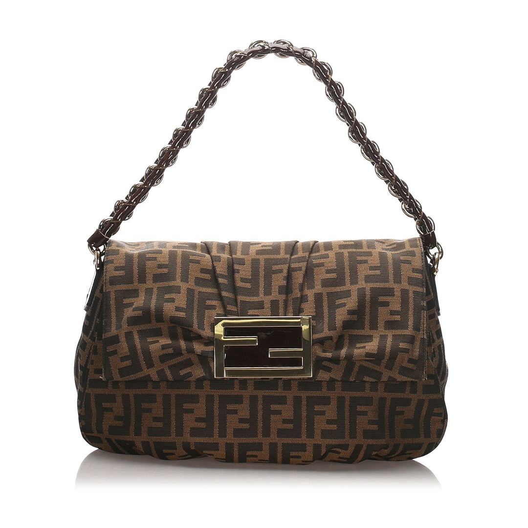 Pre-Loved Fendi Brown Dark Canvas Fabric Zucca Baguette Italy